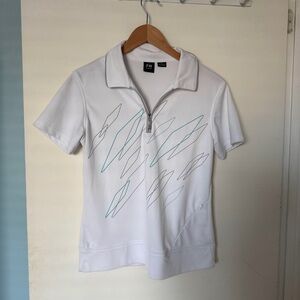 Nivo White Polo Shirt with Zip Collar